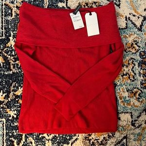 NWT Red Off Shoulder Sweater. Leith (Nordstrom Made) Red Chili